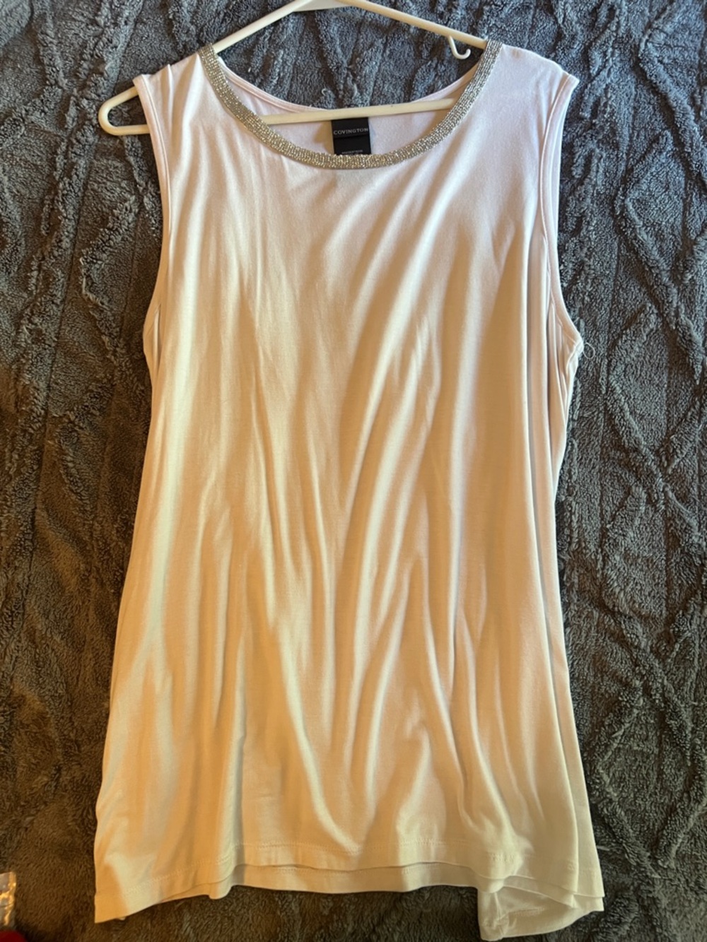 Covington Cream Tank with Sparkle Trim